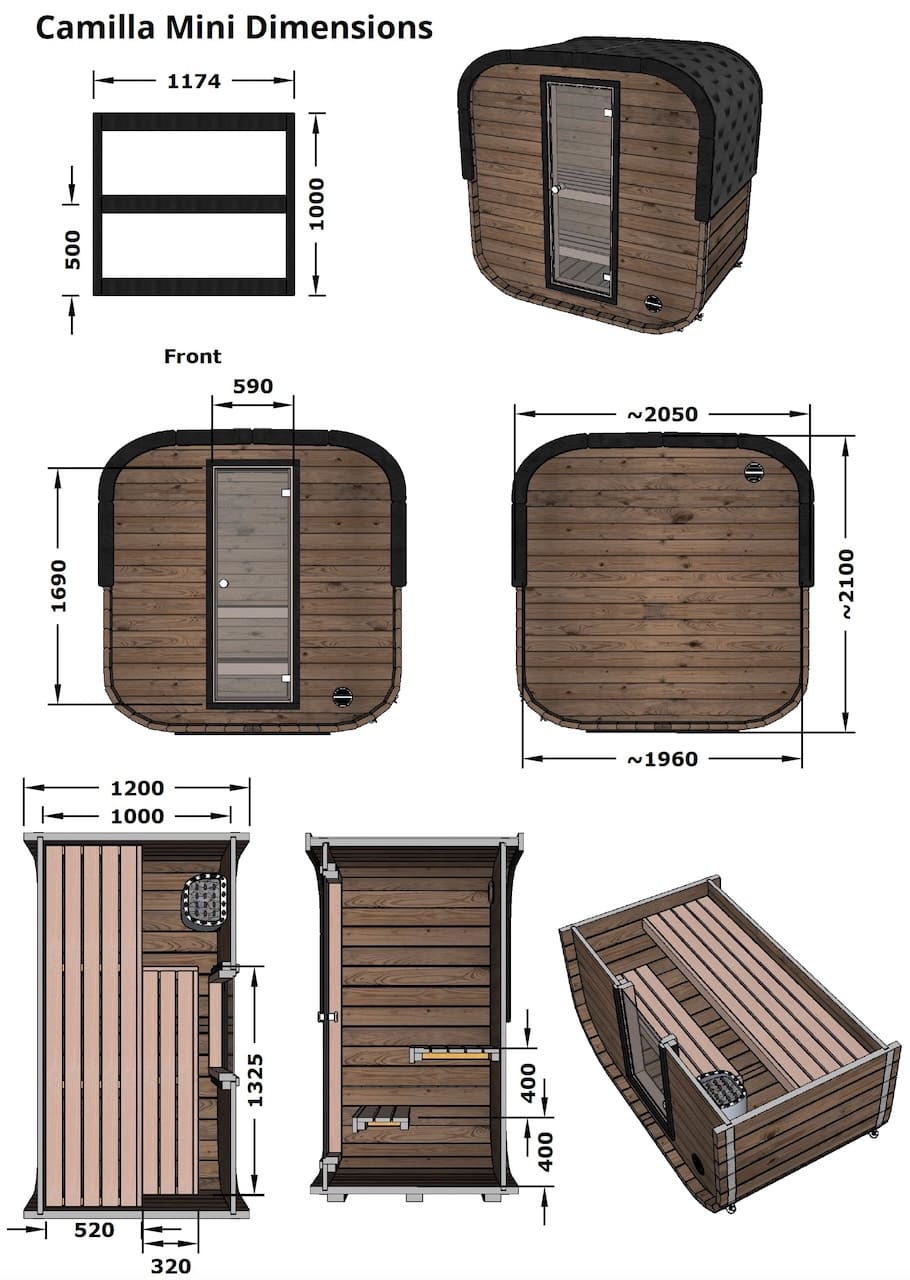 Camilla Mini Traditional Outdoor Sauna 2 Person