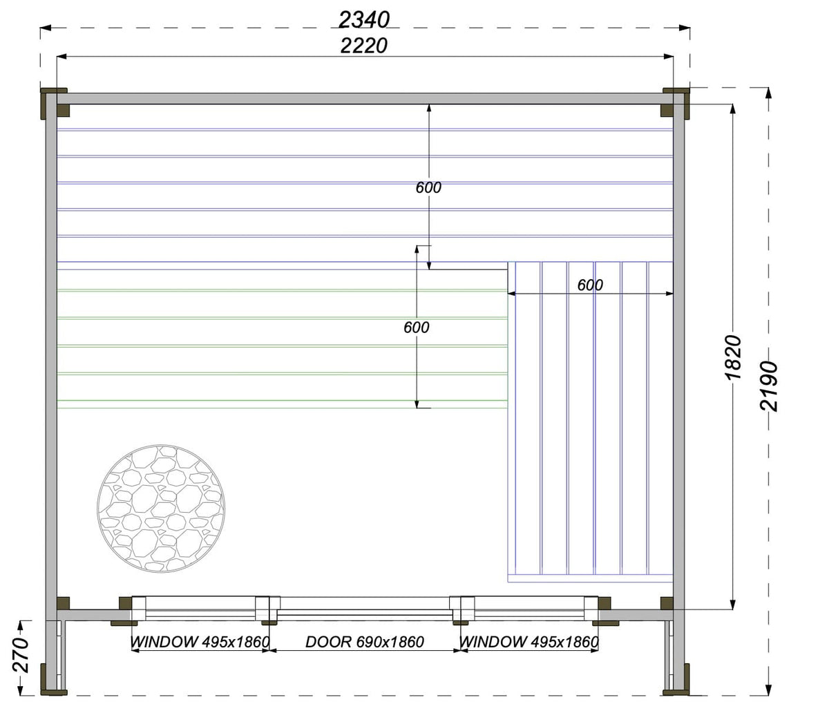 Leil® Patio XS 4 Person Outdoor Sauna