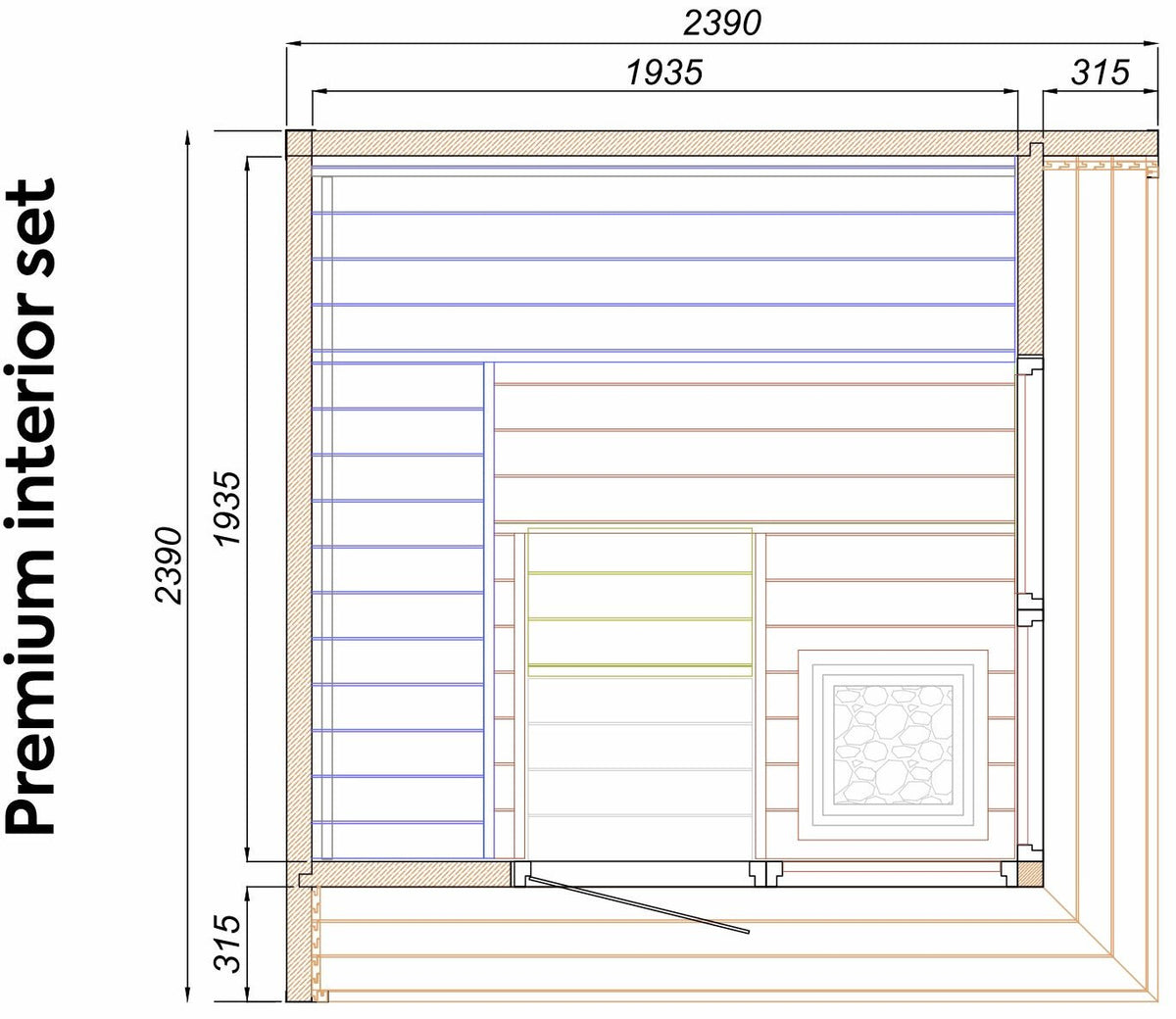 Leil® Primo Corner 4 Person Outdoor Sauna