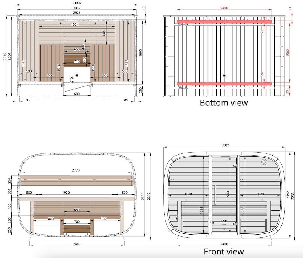 Leil® Round Cube Relax Outdoor Sauna 6 Person