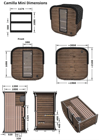 Camilla Mini 2 Person Traditional Outdoor Sauna Complete Kit
