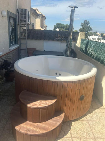 Deluxe Wood Fired 6 Person Hot Tub with Integrated Heater