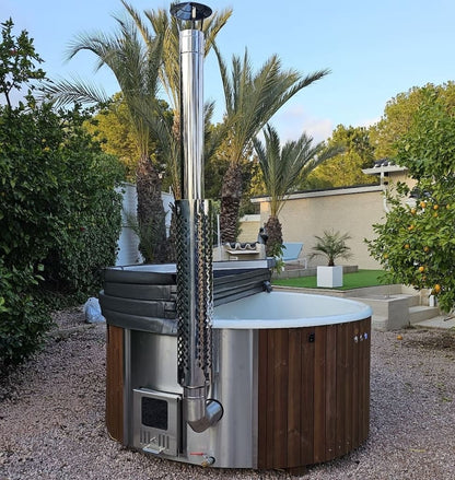 Deluxe Wood Fired 6 Person Hot Tub with Integrated Heater