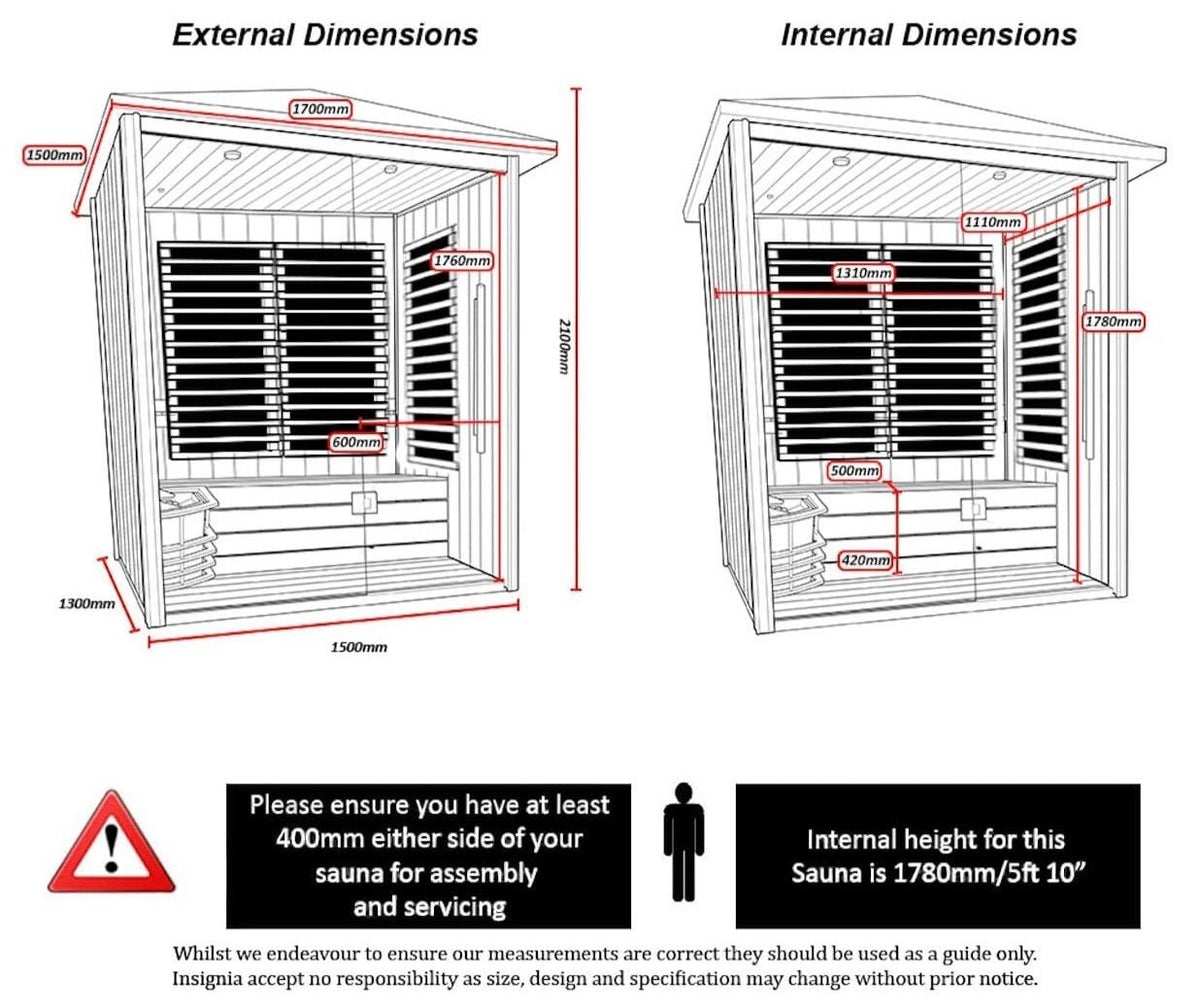 Insignia Hybrid Infrared and Traditional 2 Person Outdoor Sauna