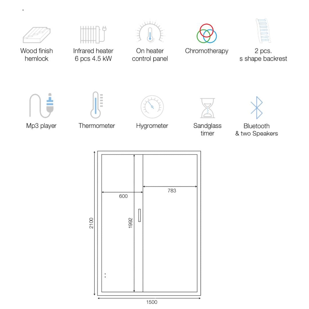 Jaquar Kaya Infrared Sauna 2-3 Seater