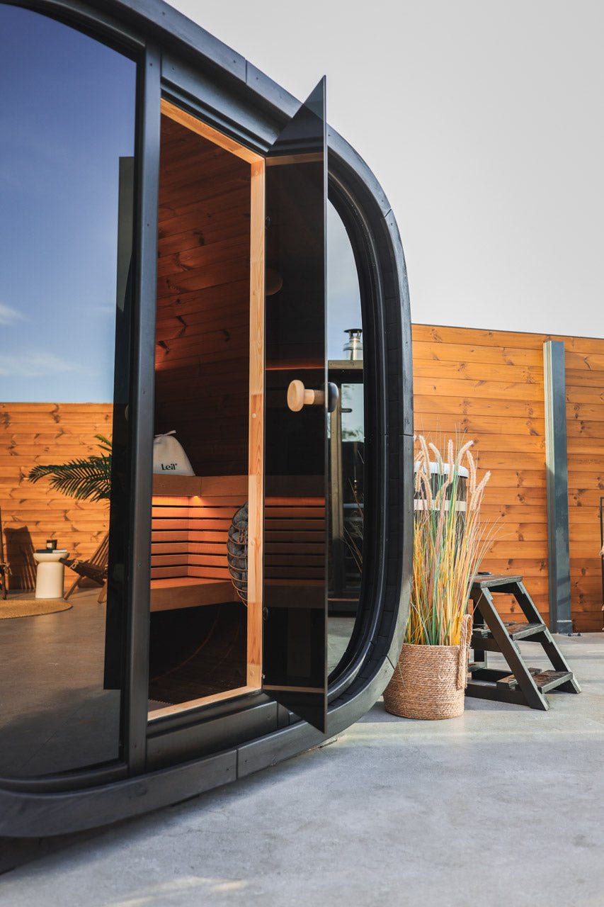 Leil® Black Cube Classic 4 Person Outdoor Sauna Kit