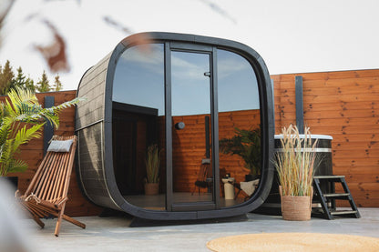 Leil® Black Cube Classic 4 Person Outdoor Sauna Kit
