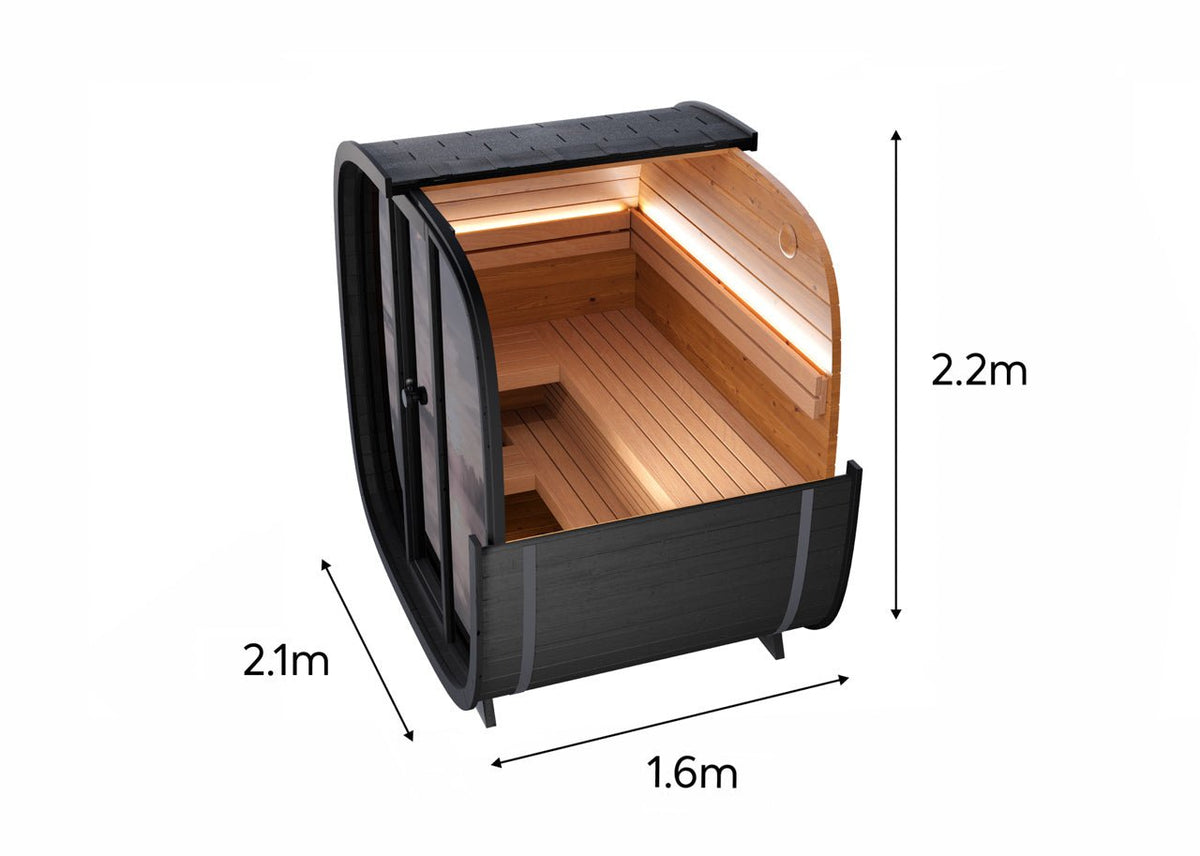 Leil® Black Cube Classic 4 Person Outdoor Sauna Kit