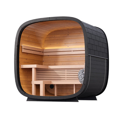 Leil® Black Cube Classic 4 Person Outdoor Sauna Kit