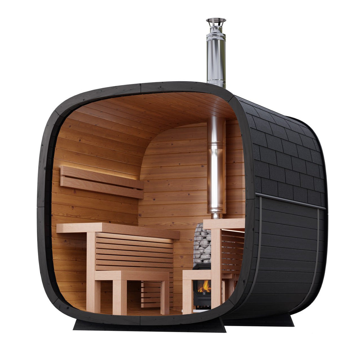 Leil® Black Cube Comfort 6-8 Person Outdoor Sauna