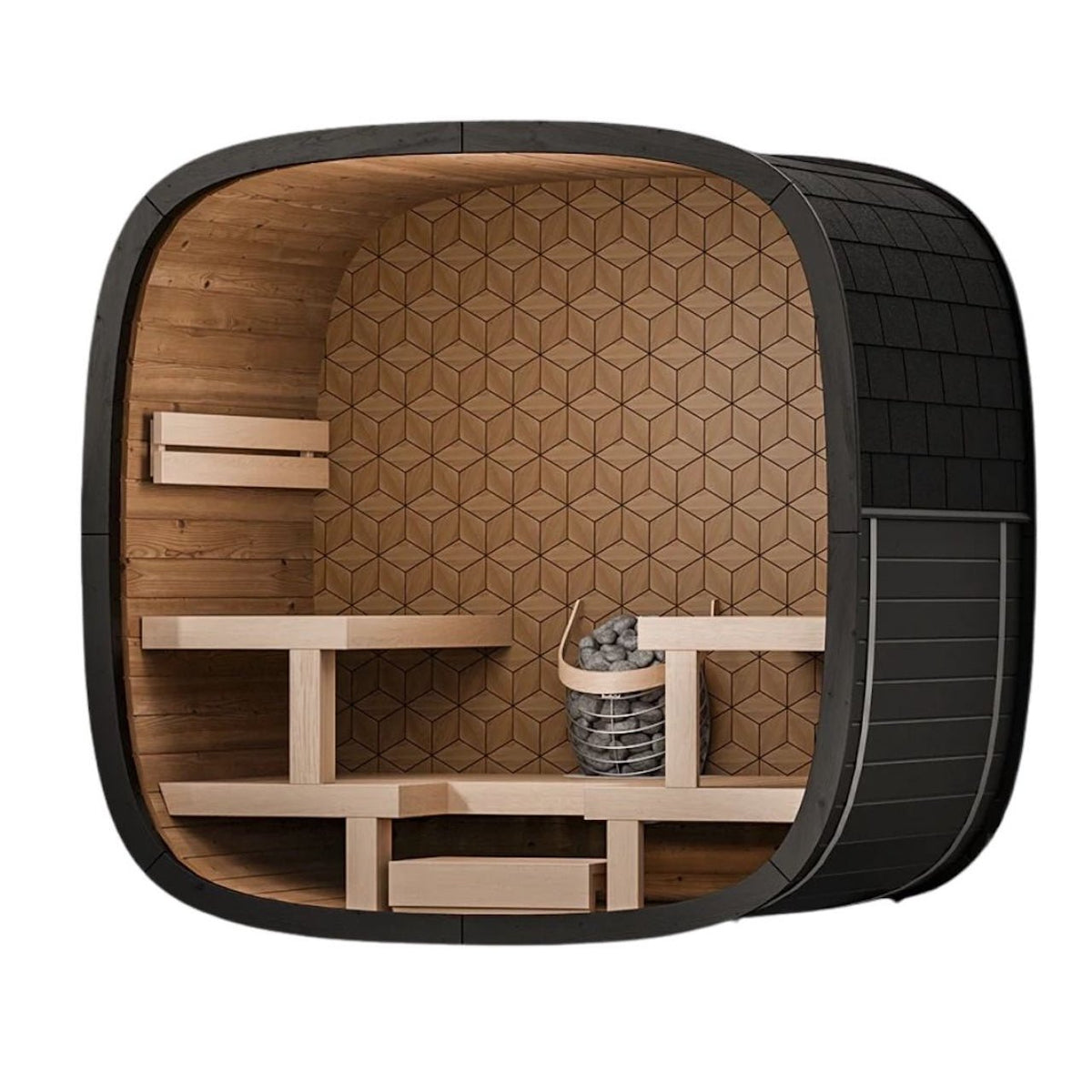 Leil® Black Cube Premium 4–6 Person Outdoor Sauna Kit