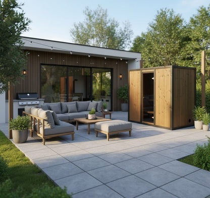 Modus Outdoor Sauna 3-4 Person with Harvia Cilindro PC70 Heater and Stones - Kit
