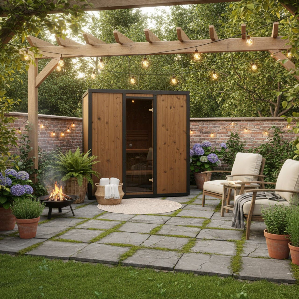 Modus Outdoor Sauna 3-4 Person with Harvia Cilindro PC70 Heater and Stones - Kit