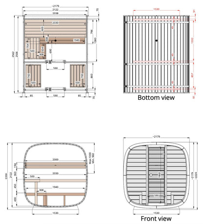 Leil® Dice Dual 4 Person Sauna with Changing Room