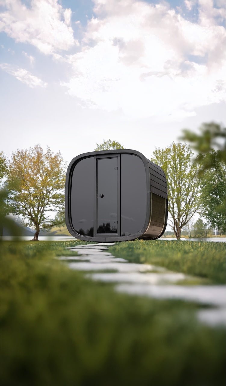 Leil® Black Cube Classic 4 Person Outdoor Sauna Kit