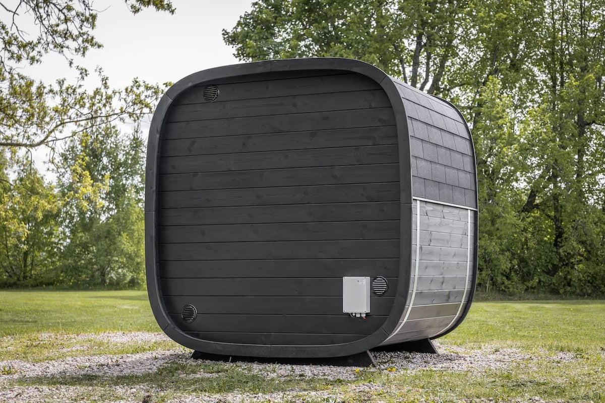 Leil® Black Cube Classic 4 Person Outdoor Sauna Kit