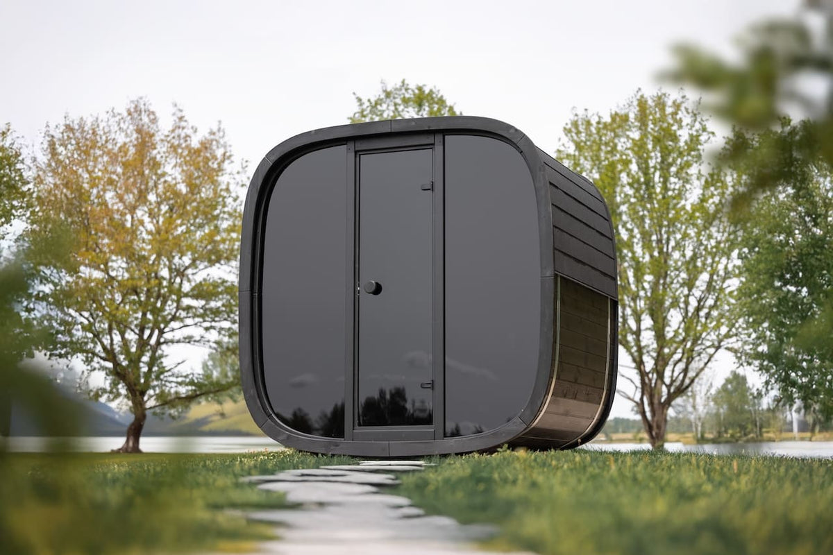 Leil® Black Cube Classic 4 Person Outdoor Sauna Kit