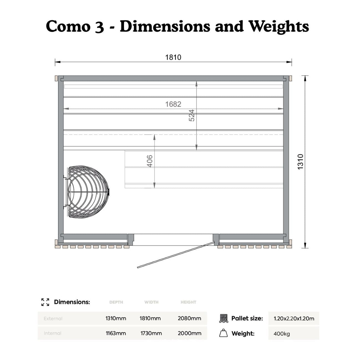 Leil® Como 3 Person Indoor Sauna