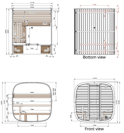 Leil® Dice Comfy 4 to 5 Person Outdoor Sauna