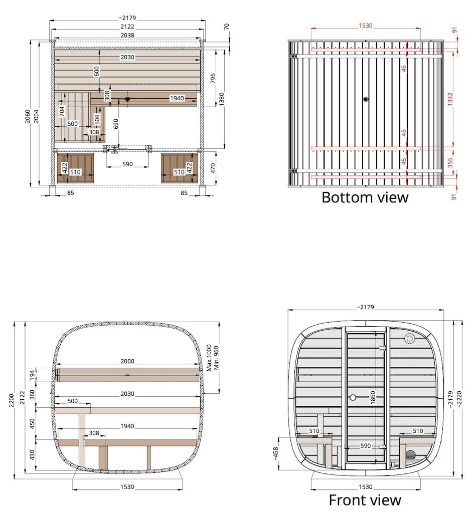 Leil® Dice Comfy 4 to 5 Person Outdoor Sauna