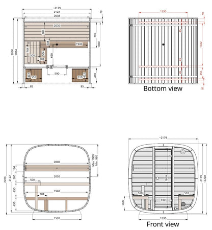 Leil® Dice Comfy 4 to 5 Person Outdoor Sauna