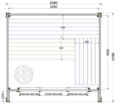 Leil® Patio XS 4 Person Outdoor Sauna