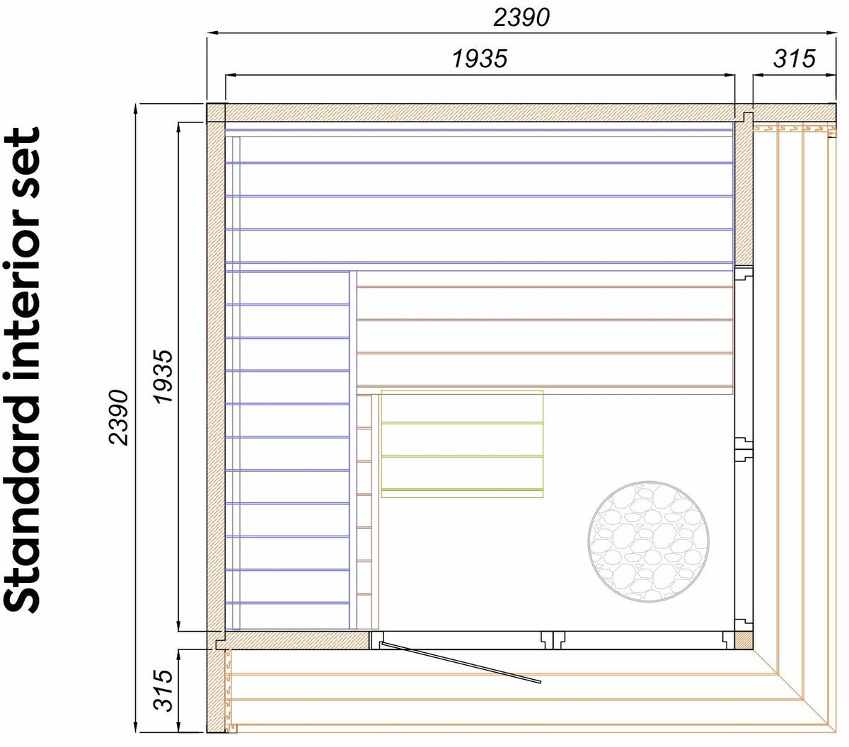 Leil® Primo Corner 4 Person Outdoor Sauna