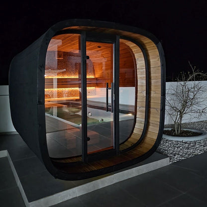 Leil® Round Cube Mini Outdoor Sauna 4-5 Person