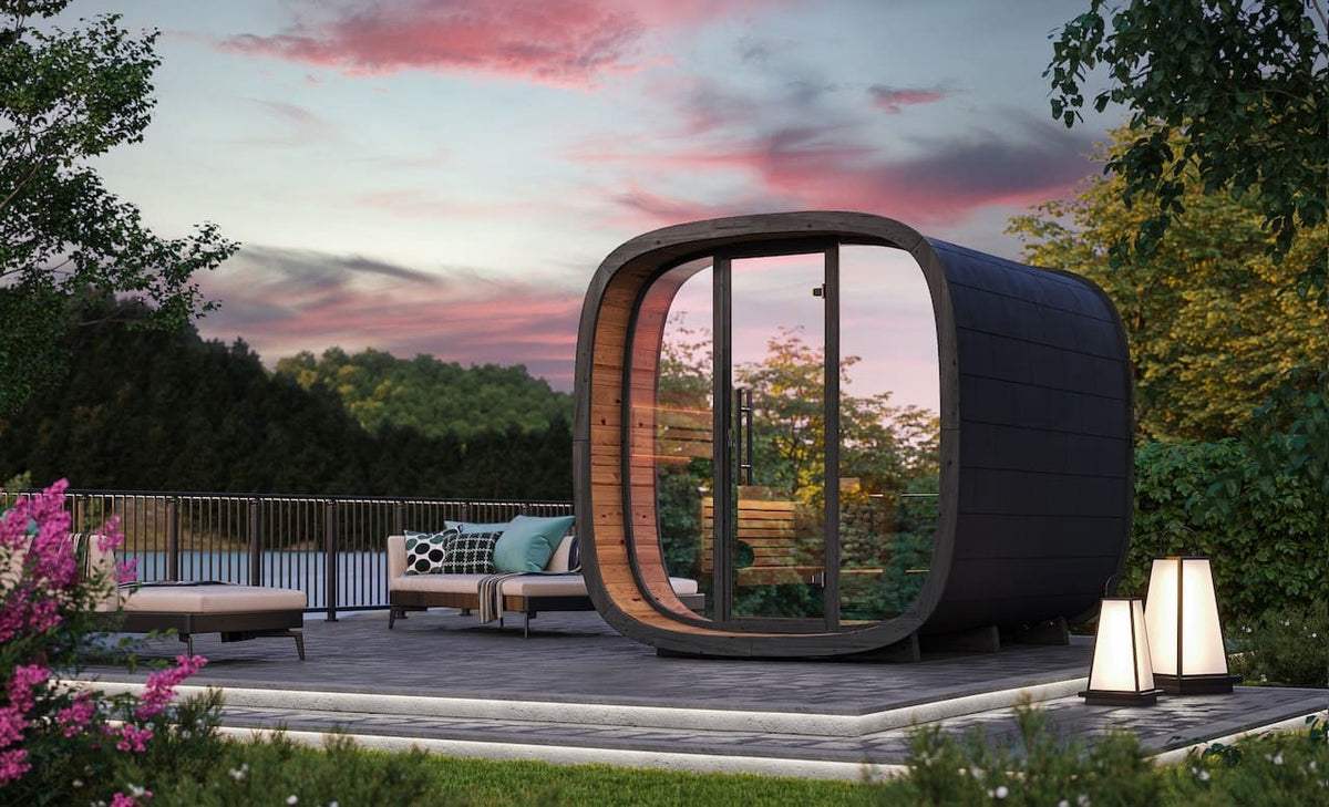 Leil® Round Cube Mini Outdoor Sauna 4-5 Person