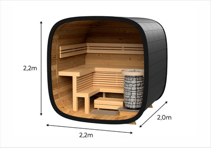 Leil® Round Cube Mini Outdoor Sauna 4-5 Person