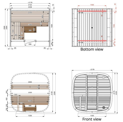 Leil® Round Cube Mini Outdoor Sauna 4-5 Person