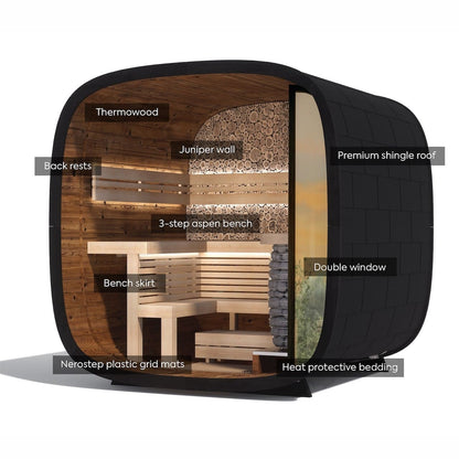 Leil® Round Cube Mini Outdoor Sauna 4-5 Person