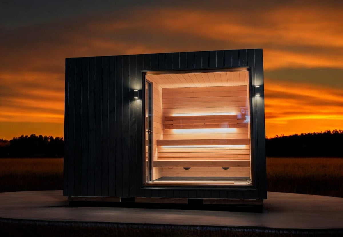 Saunum AirCube Double Outdoor Sauna 5 Seater with Changing Room
