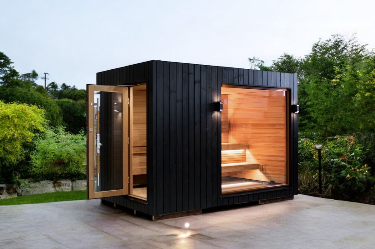 Saunum AirCube Double Outdoor Sauna 5 Seater with Changing Room
