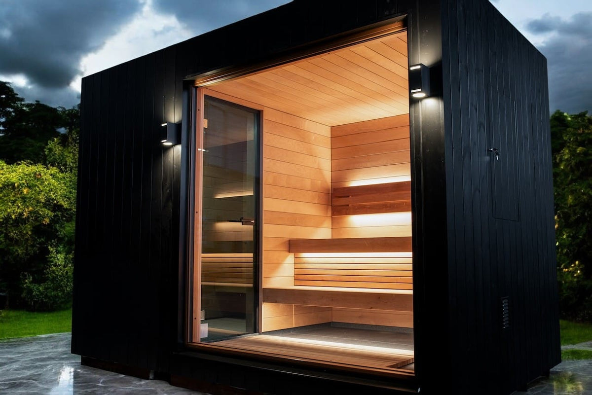 Saunum AirCube Double Outdoor Sauna 5 Seater with Changing Room