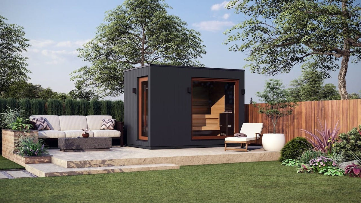 Saunum AirCube Double Outdoor Sauna 5 Seater with Changing Room