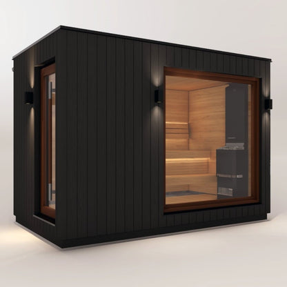 Saunum AirCube Double Outdoor Sauna 5 Seater with Changing Room