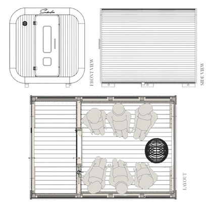 SunCube L 4-6 Person Outdoor Sauna with Changing Room