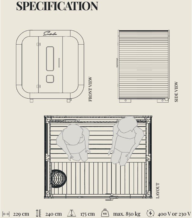 SunCube S 2-4 Person Outdoor Sauna