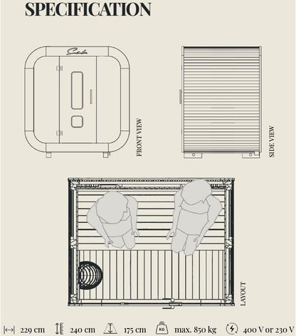 SunCube S 2-4 Person Outdoor Sauna