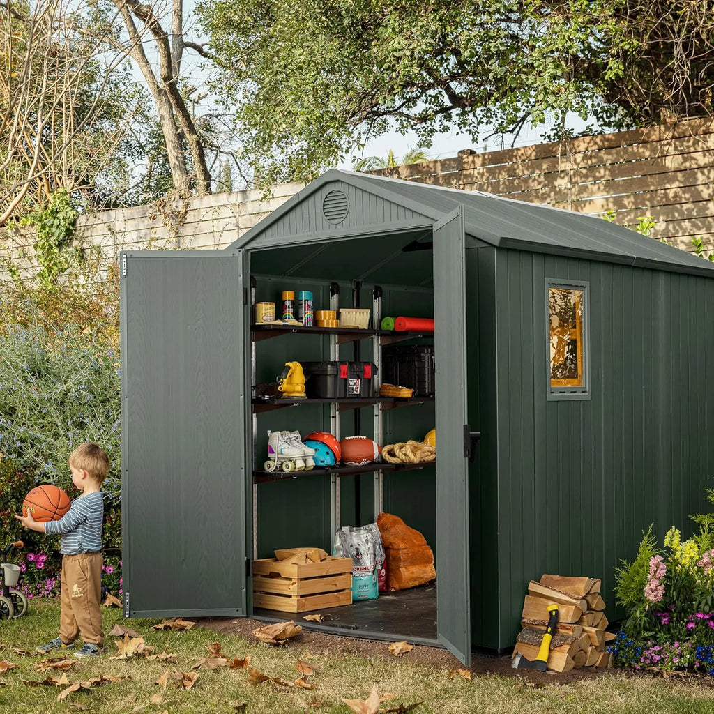 6×8 Darwin Heavy Duty Plastic Garden Shed – Green – orionjlwi